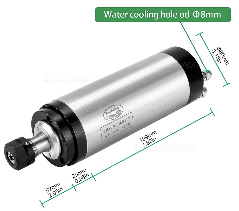 2.2kW 110V/220V/380V 水冷式スピンドルモーターキット OSP001699 VFD（可変周波数ドライブ）+ウォーターポンプ+ER20コレット13個+ブラケット付き